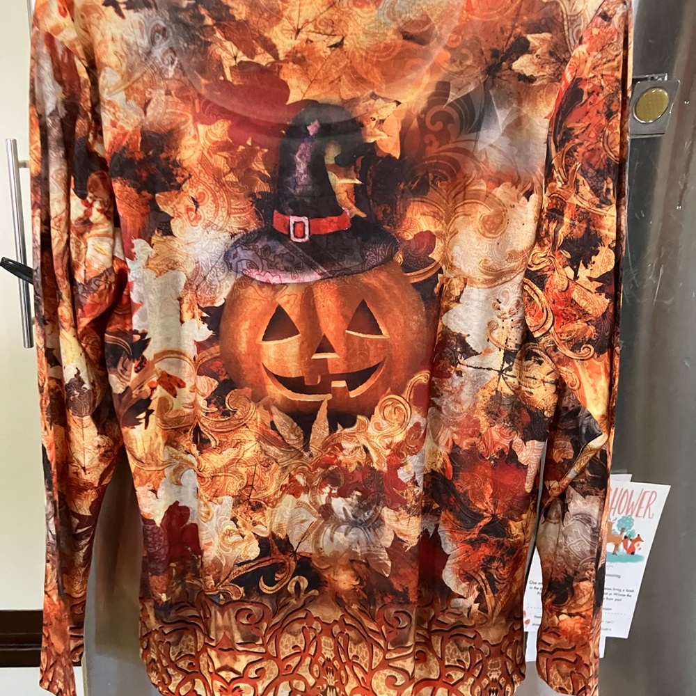 Embellished Halloween Fall Pumpkin Top